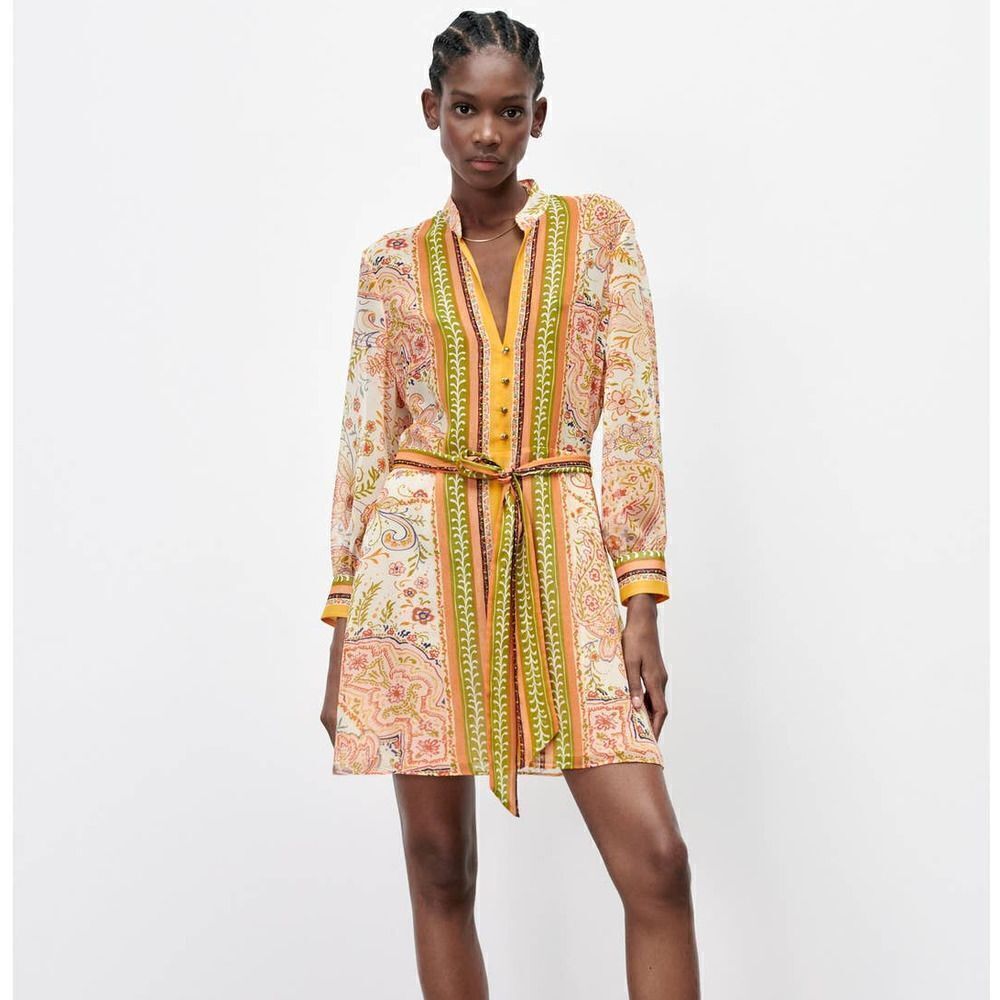 ZARA SHIRT DRESS BELTED NEW